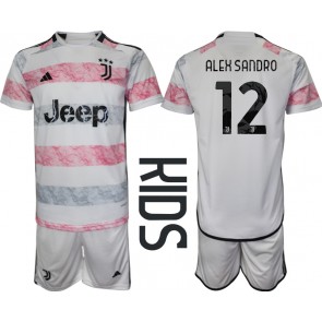 Juventus Alex Sandro #12 Dětské Venkovní dres komplet 2023-24 Krátký Rukáv (+ trenýrky)